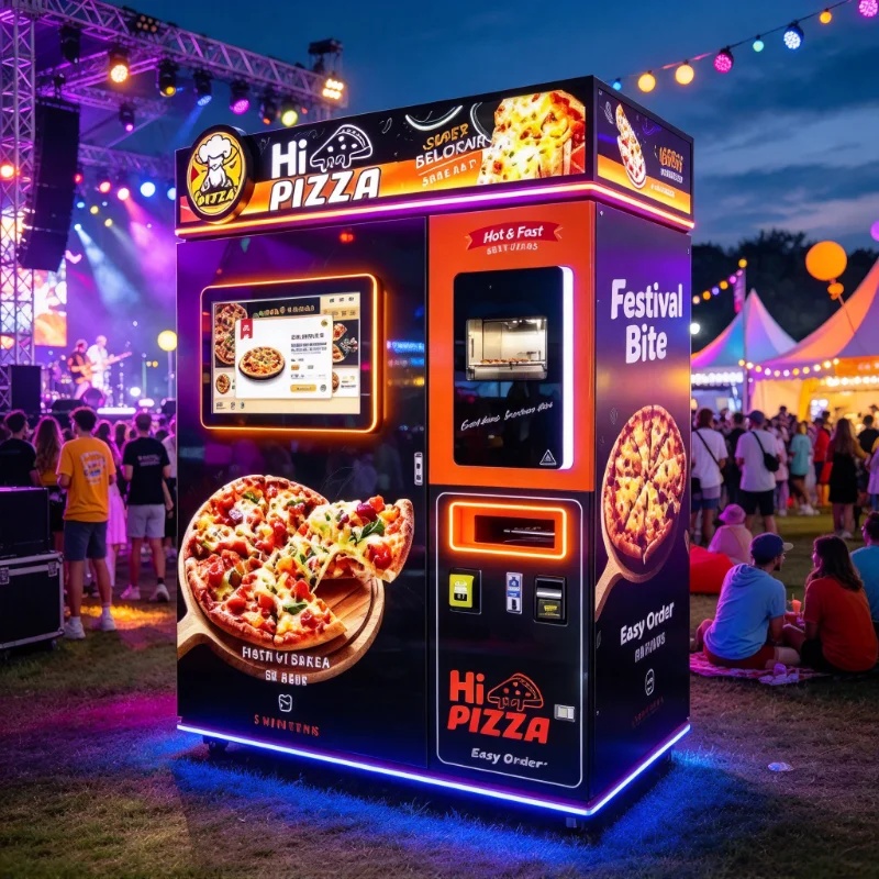 24 7 Fully Automatic Unmanned Pizza Vending Machine Multi Payment Stainless Steel Cloud Remote Management Customized
