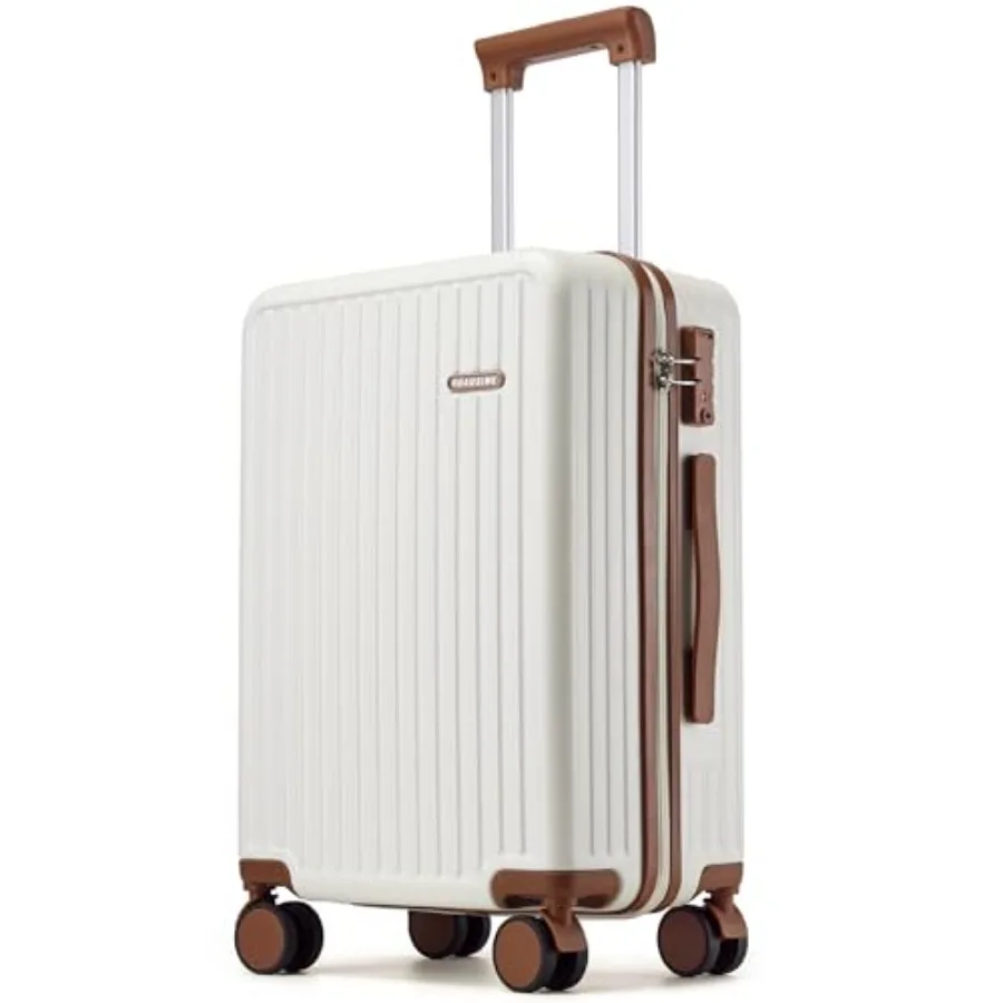 

White Hardside Carry-on Luggage with Spinner Wheels Airline Approved Lightweight Small Travel Suitcase TSA Lock