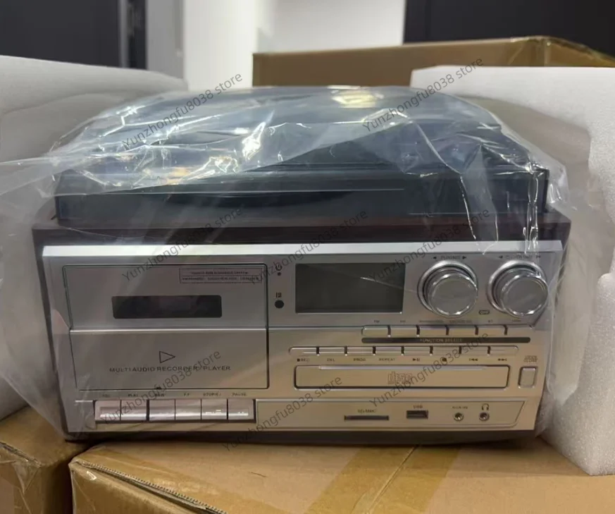 Retro Vinyl Record Player Multi-functional CD Player with Bluetooth Speaker Cassette USB Flash Drive Radio -Vintage Music Player