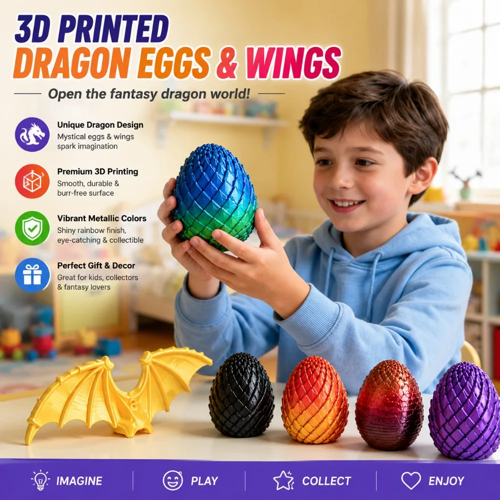 3D Printing Dragon Twisted Egg 5.7CM Stress Relief Toy Fidget Gadget Stress Relief Desktop Ornament Home Deformable Creative
