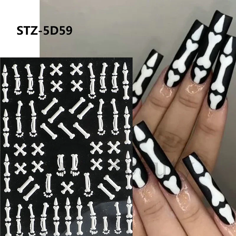 Naklejki na paznokcie Devil Eye Halloween Blood Skull Spider Witch Naklejka na paznokcie dla kobiet i dziewcząt 5D Relief Ghost Fake Nail Sticker