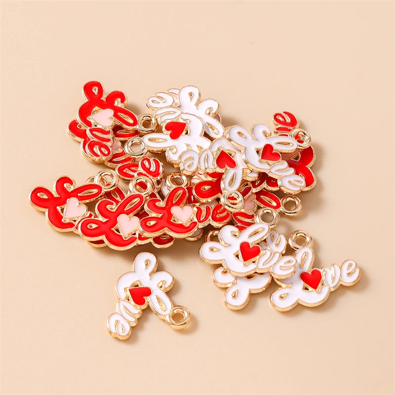 20 Stück 16x13mm Niedliche Emaille-Liebesbrief-Anhänger für Schmuckherstellung, Ohrhänger, Halsketten, Armbänder, DIY-Handwerk, Zubehör – Detail 8