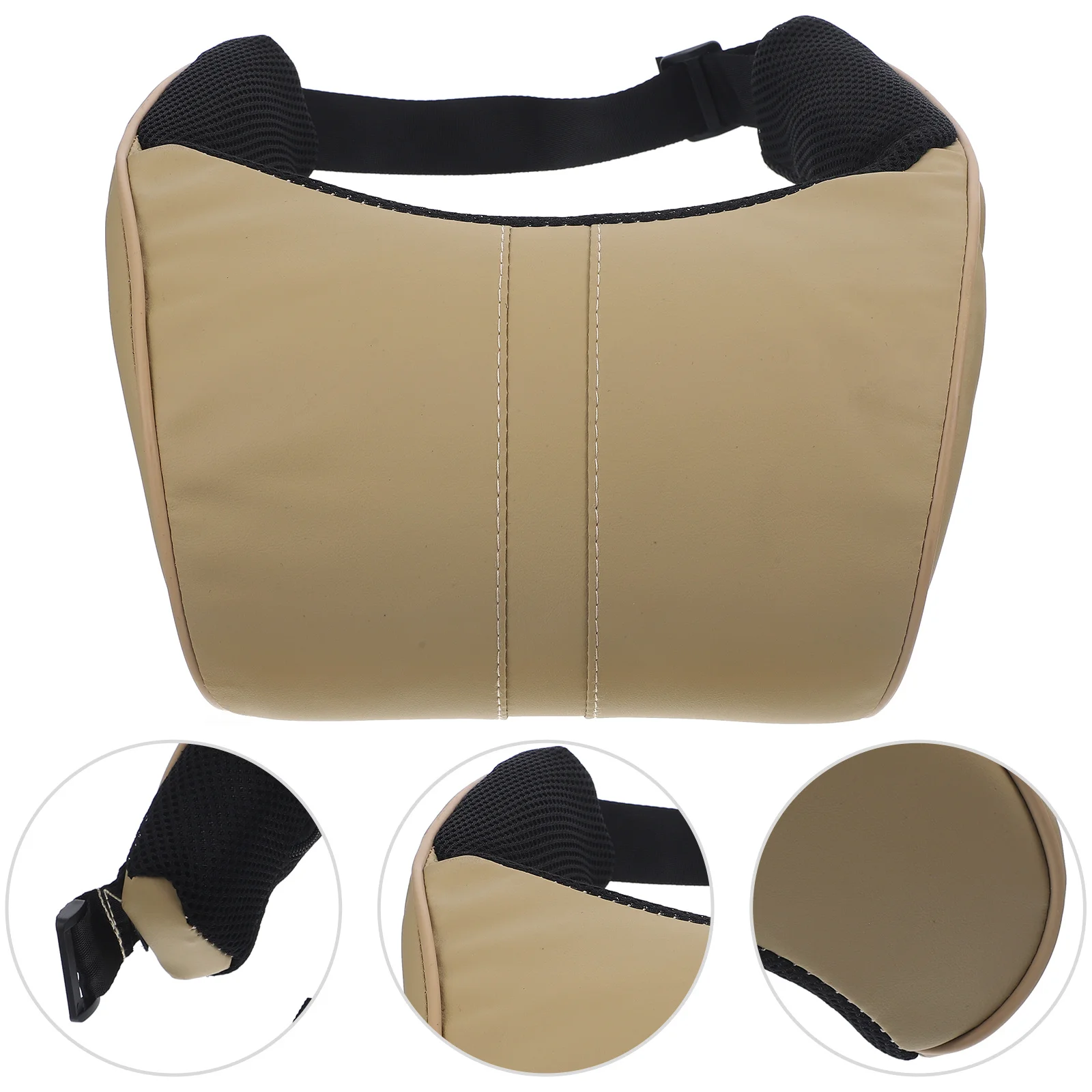 

U-Shape Universal Car Headrest Beige Neck Pillow Buckle Install Style Support Cushion for Vehicle Auto Comfortable Driving