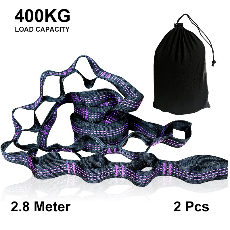 2pcs 2/2.8m Super Strong Hammock Strap Outdoor Camping Hammock Garden Swing Straps High Strength 400KG Load-Bearing Strap Rope