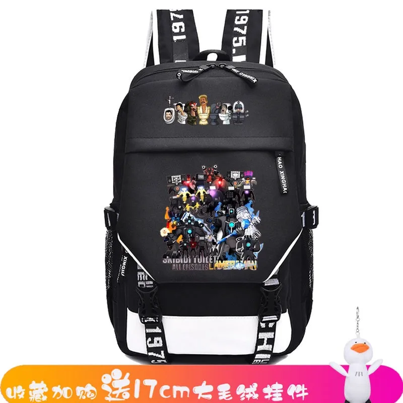 AllBlack، مرحاض Skibidi، حقائب مدرسية للأطفال والمراهقين، حقائب ظهر Mochilas Anime ذات سعة كبيرة للفتيات والأولاد هدية