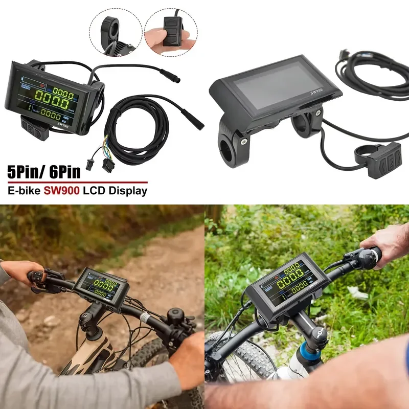 SW900 Smart Meter 5 Pin 6 Pin Electric Scooter LCD Display Electric Bike Speed Control Panel With Connector 24V 36V 48V