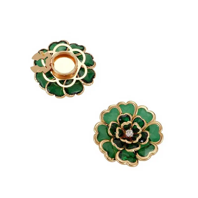 Rhinestone Flower Button Covers Rust-Proof Shiny Decorative Button Buckles for Prom Dress Jacket Sweater Clothing Accessories