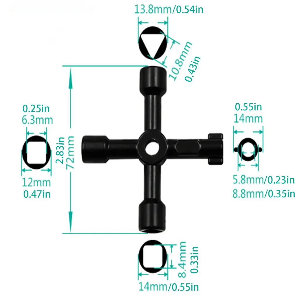 Multifunction 4 Ways Universal Triangle Wrench Cross Key Plumber For Gas Electric Meter Cabinets Bleed Radiators Generic