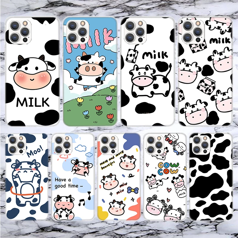 Dairy Cattle Cow Speckle Cute Soft Phone Case For iPhone 16 15 14 13 12 11 Pro Max X XR XS 7 Plus 8 + SE 2020 Pattern Customized