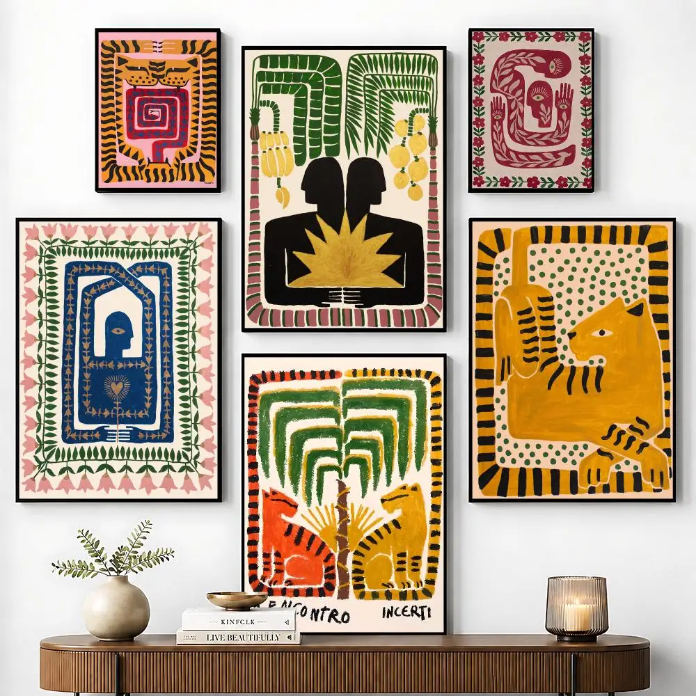 Ancient Egypt Abstract Tiger Leopard Poster Perfect Sticker Self Adhesive for Office Home Theater Wall Art Decor Fancy Gift