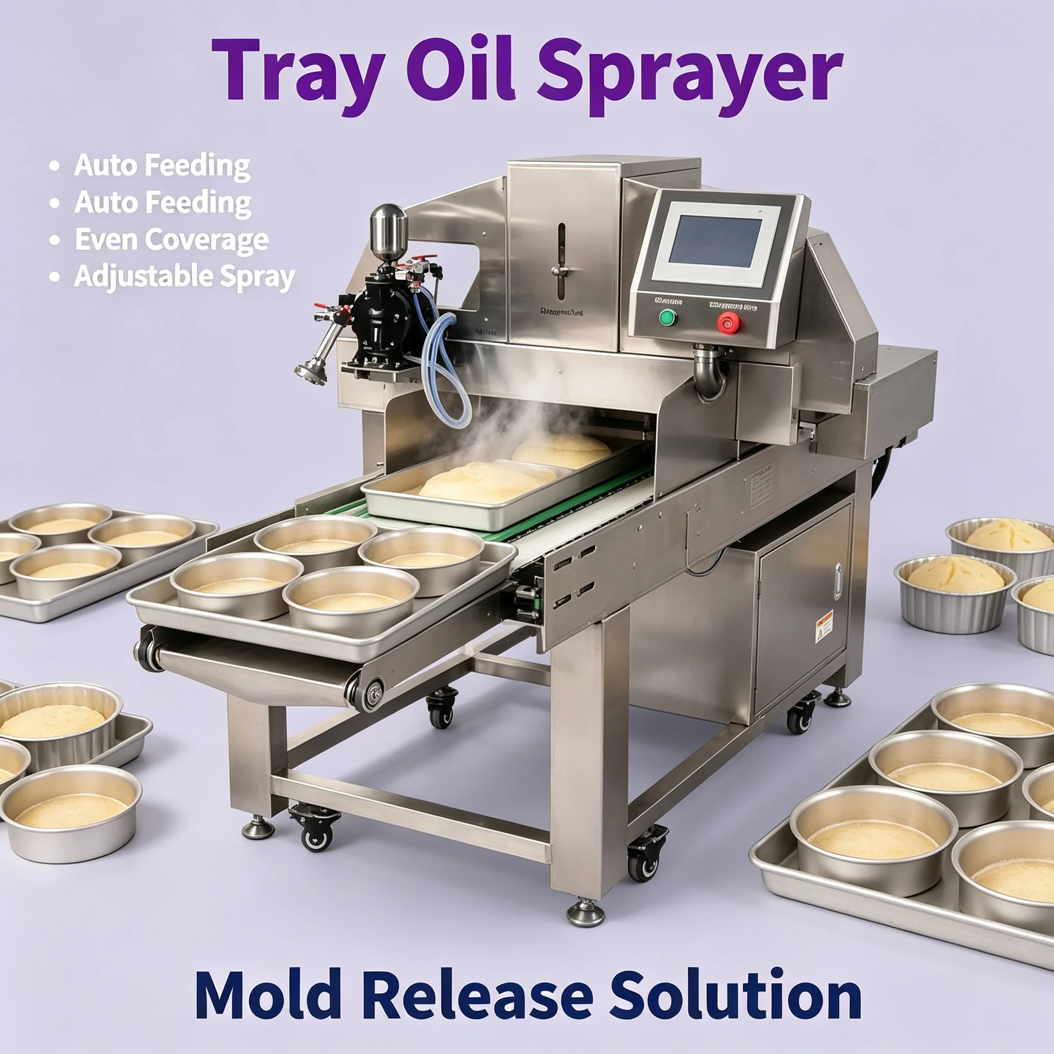 Workshop Cake Mold Oil Spraying Machine Adjustable Spray Device For Cake Biscuit Muffin Pan Customized