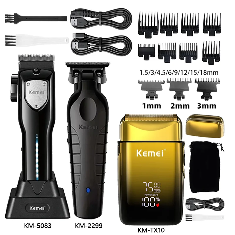 

Машинка для стрижки волос Kemei, парикмахерская машинка для стрижки волос, беспроводная перезаряжаемая мужская бритва Km-5083 Km-2299 Km-TX10