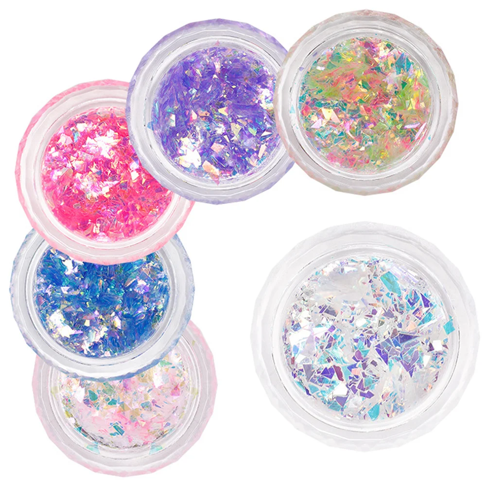 6 Boxes Nail Accessories Glitter Flakes for Makeup Charms Acrylic Nails Powder Crystal Epoxy