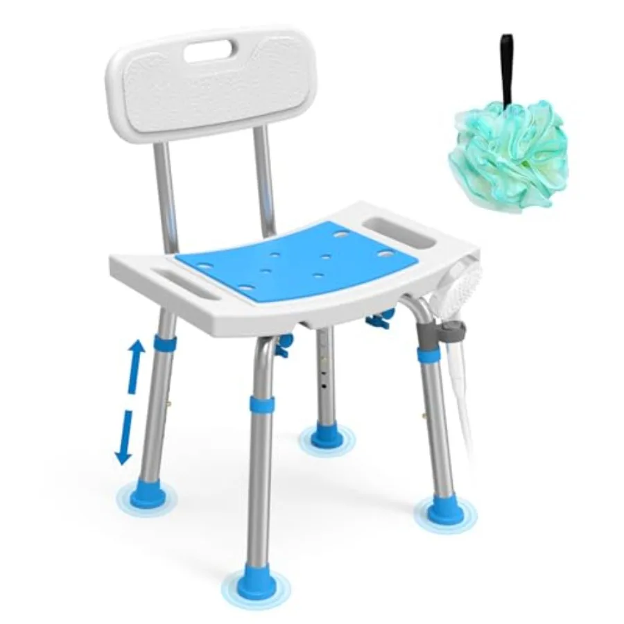 

Shower Chair for Inside Shower with Removable Back, Adjustable Height, Eligible Bathroom Stool prts up to 400lbs
