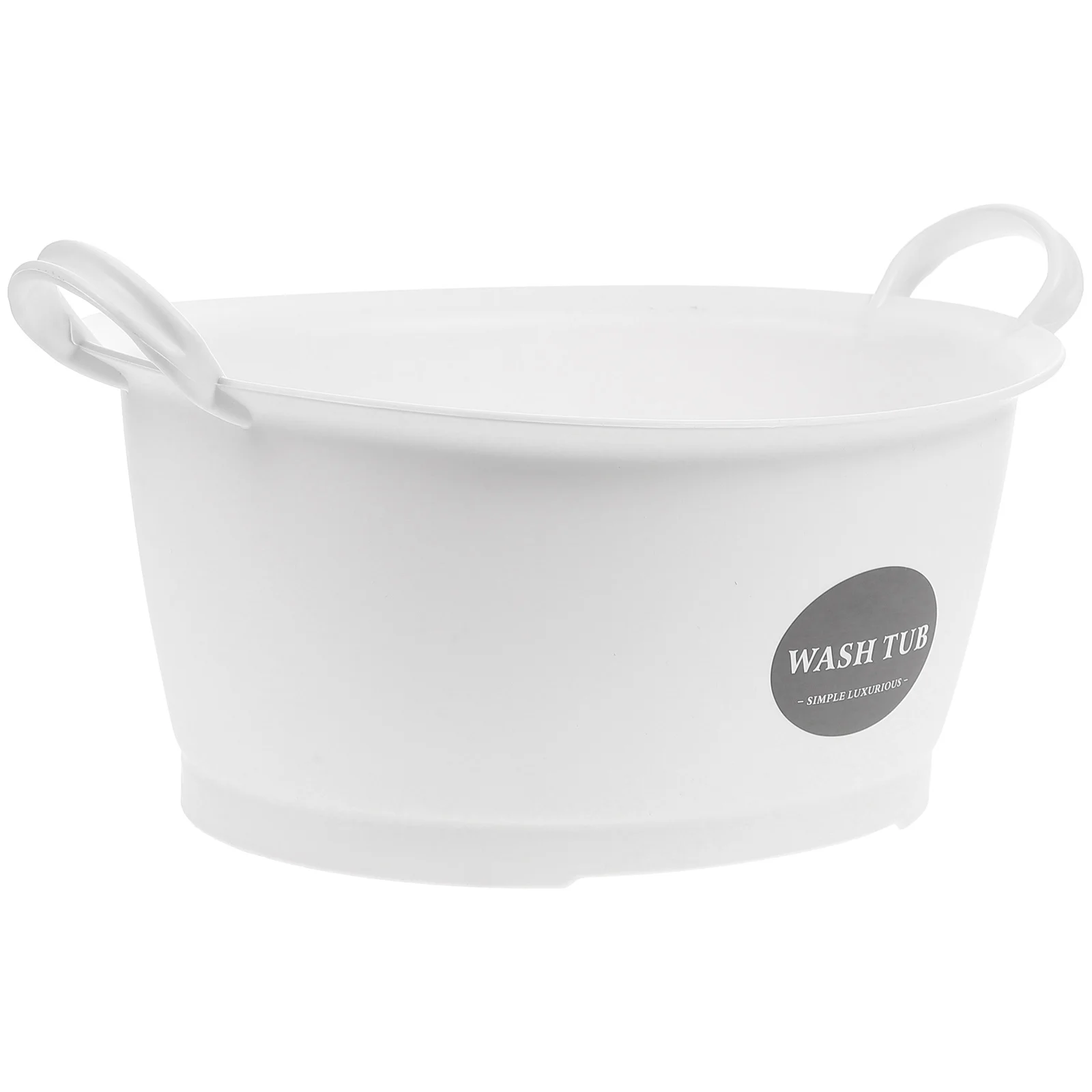 อ่างล้างหน้าพลาสติกสีขาว มีหูจับสองข้าง อ่างล้างหน้าอเนกประสงค์สำหรับล้างผัก จัดเก็บในครัว และทำความสะอาด