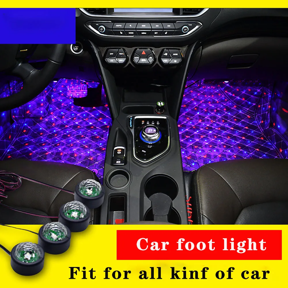 

LED Car Foot Lights Ambient Lamp USB Wireless Multiple Modes Automotive Interior Decorative Light RGB Backlight Auto Accessories