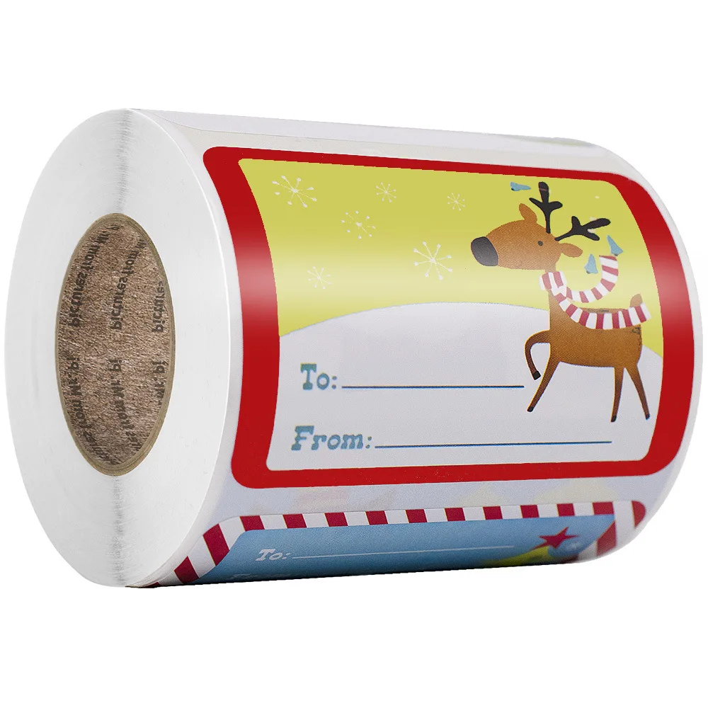 

250 шт./рулон, 6 дизайнов, клейкие рождественские подарочные именные бирки, подарочные этикетки с печатью, рождественские наклейки, подарочная упаковка, рождественская наклейка 2*3 дюйма