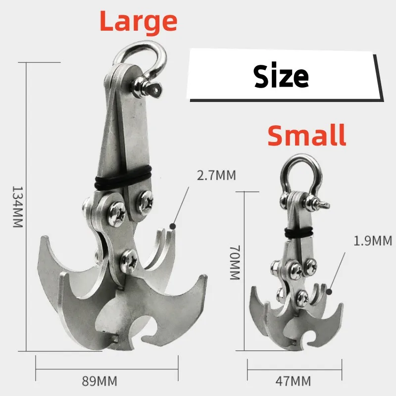 Gravity Grappling Hook Stainless Steel Survival Folding Rock Climbing Claw Multifunctional Tool Outdoor Tactical Emergency Tool