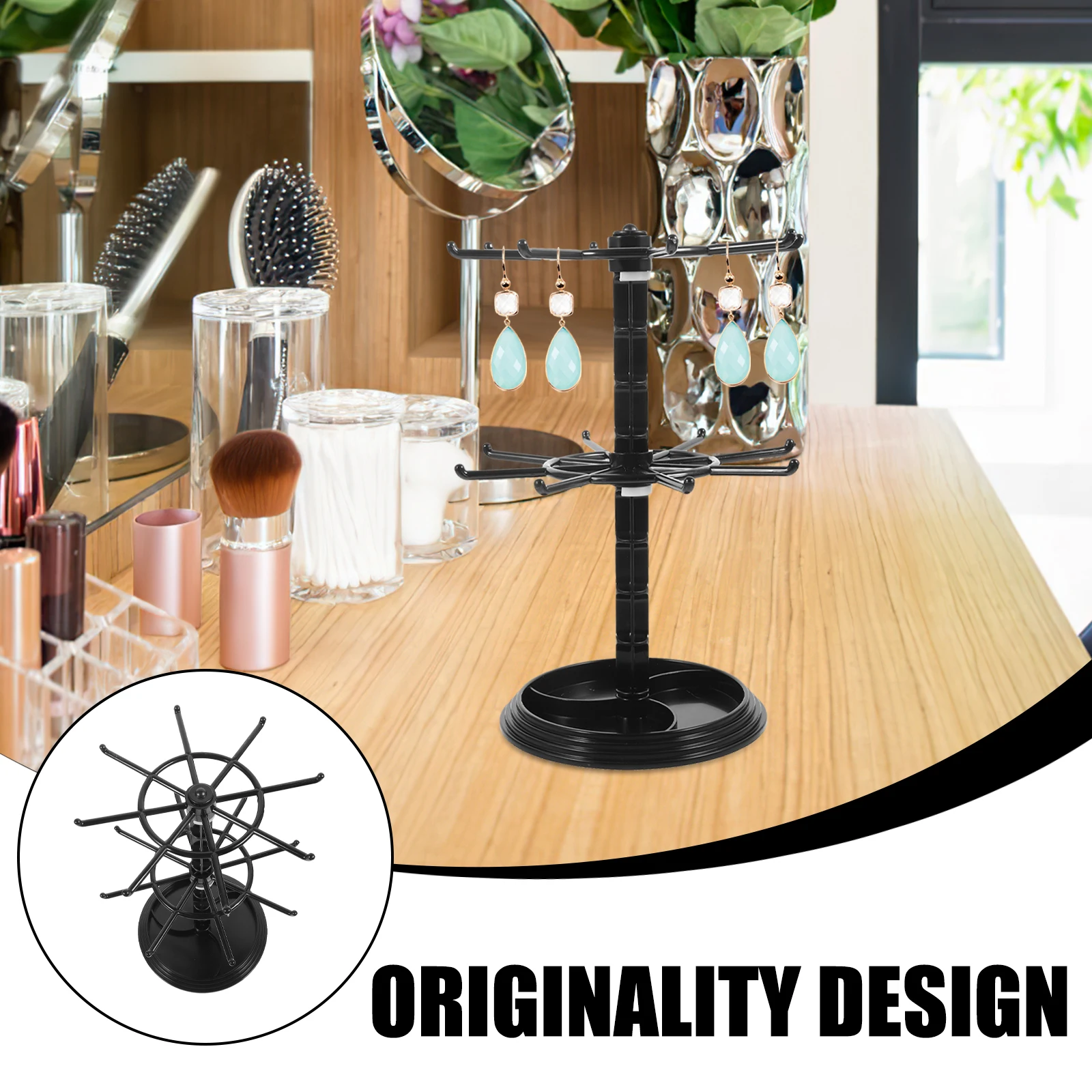 

Rotating Keychain Display Rack Hanging Organizer Small Accessories Jewelry Holder Stand Desktop Necklace Holder Jewelry Tree