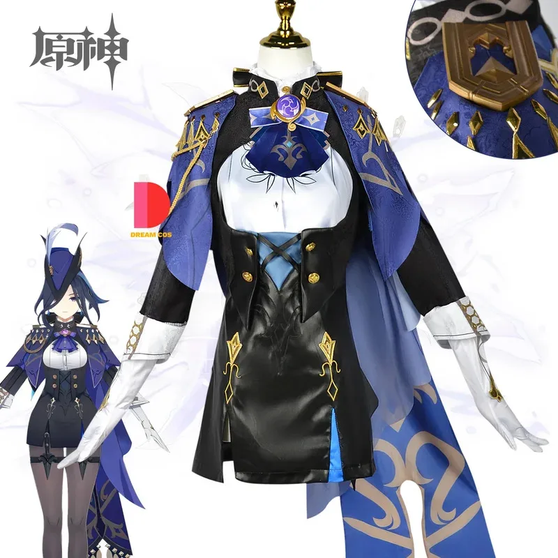 

Genshin Impact Clorinde Cosplay Costume Fontaine Champion Duelist Dress Wig Hat Uniform Cloak Full Set Halloween Party Hot Sale