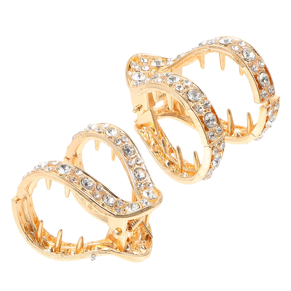 

2Pcs Ponytail Hair Clips Jaw Barrettes for Women Short Thin Hair Claw Buckles High Holder Lightweight Stylish Rhinestone