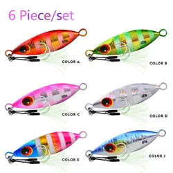 M001 Metal Jig Spoon Lure 6pcs 10-60g Fishing Hard Artificial Bionics Bait For Tuna Bass Saltwater Slow Jigging Fishing Tackl
