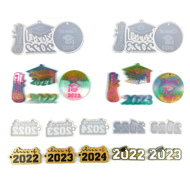 Diy Crystal Epoxy Mold 2023 Graduation Season Hat Present Resin Keychain Pendant Jewelry Accessories Silicone Mold