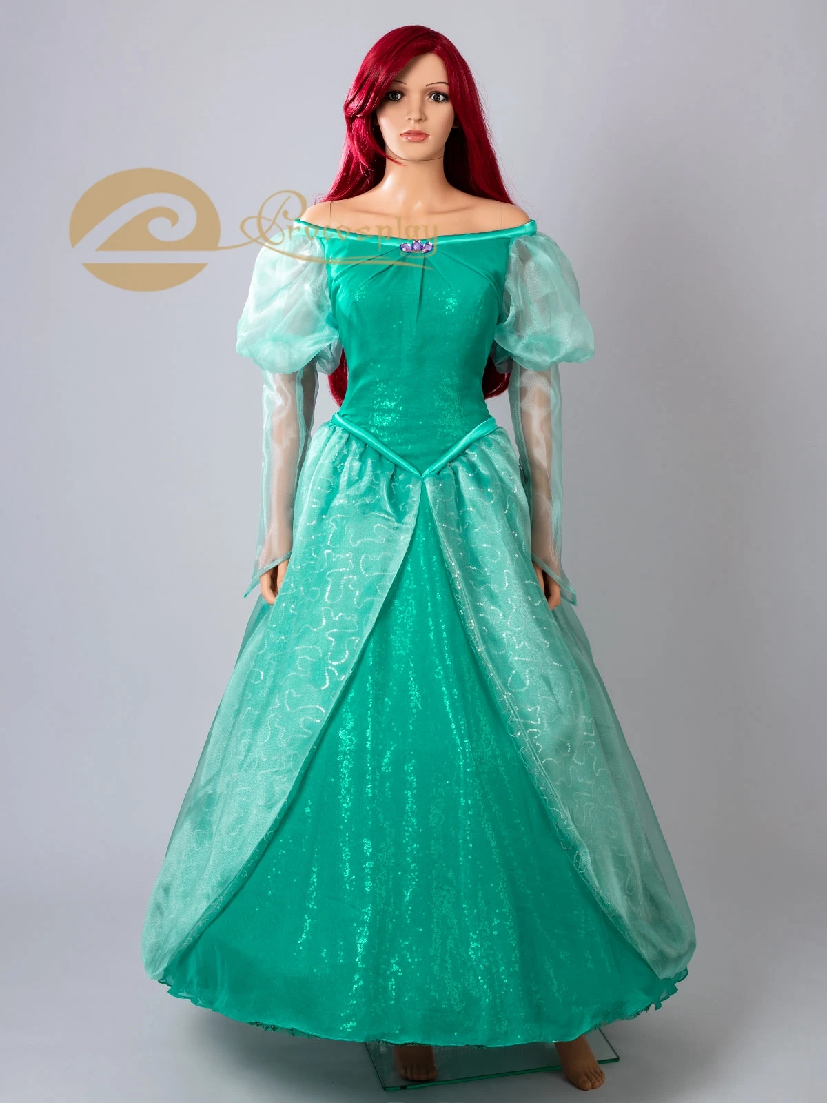 Princess Ariell Cosplay Costume Green Ceremonial Dress for Women Girls Halloween Party Outfit mp003882