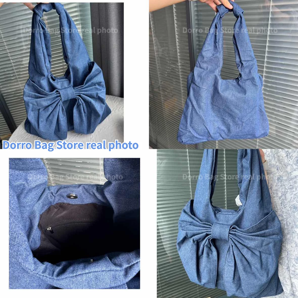 Borsa a tracolla in Denim da donna semplice ed elegante borsa a tracolla per pendolari da donna con fiocco dolce borse sotto le ascelle borse da