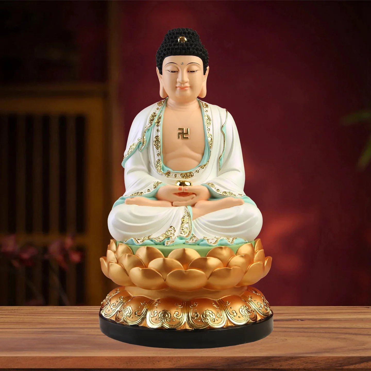 Southeast Asia GOOD Buddha statue Home store company Shrine GOOD LUCK God of wealth Maitreya Buddha Mammon God Sculpture
