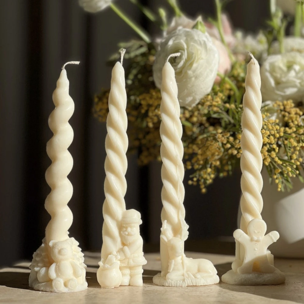 

Рождественская свеча-колонна, силиконовая форма, коническая колонна, сделай сам, олень, Санта, пряничный человечек, медведь, форма из гипсовой смолы, вечерние подсвечники, декор