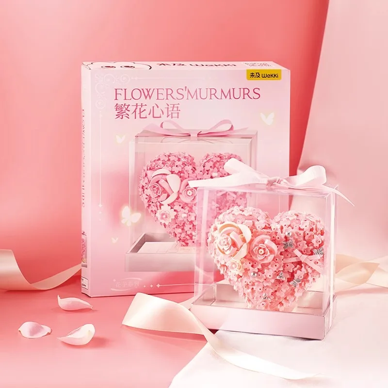 

Wekki Heart shape Rose Flower Bouquet Building Blocks Model Bricks Set Home Decoration Assemble Bricks Toys Birthday Gifts