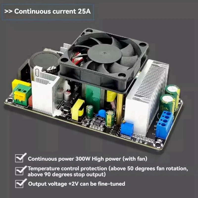 300W High Power Switching Power Board With Temperature Control Protection Adjustable Module AC170-260V To DC12V25A Without Fan