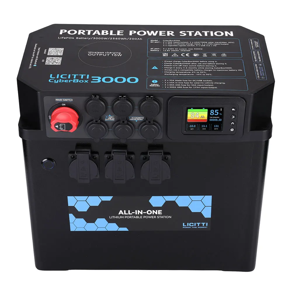 Licitti Supply Outdoor Rechargeable Solar Generation Lifepo4 Portable 3000 Watt Power Station 12.8V 300AH
