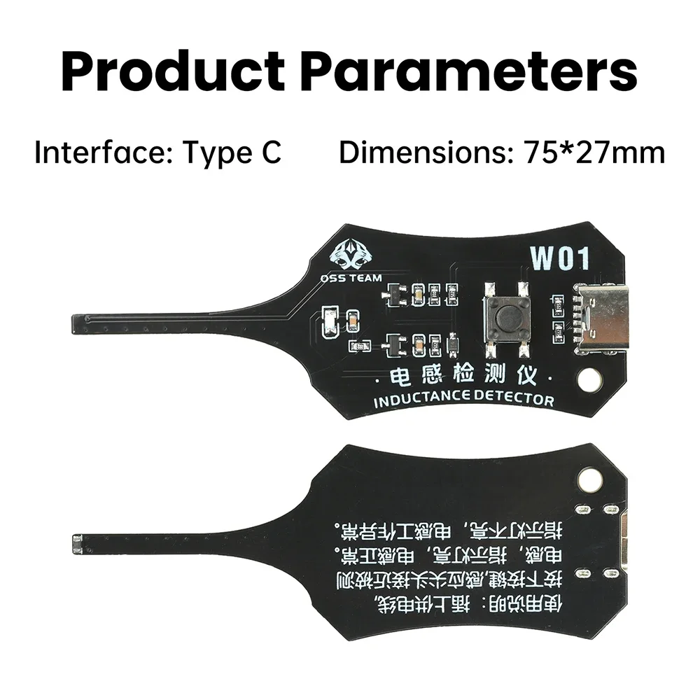 W01 Type C Inductance Tester Mainboard Coil Tester Inductance Detector Electromagnetic Induction Quick Fault Check Repair Tool