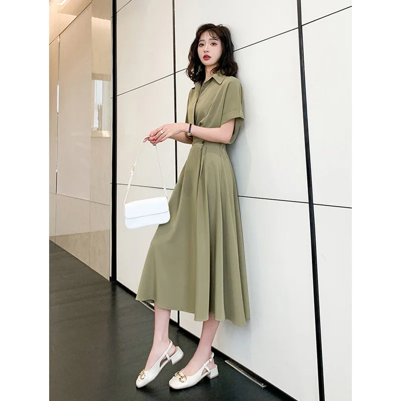 

Женское утягивающее платье средней длины с застежкой на талии, новинка лета 2022, полиэфирное волокно Ele Age-Defng