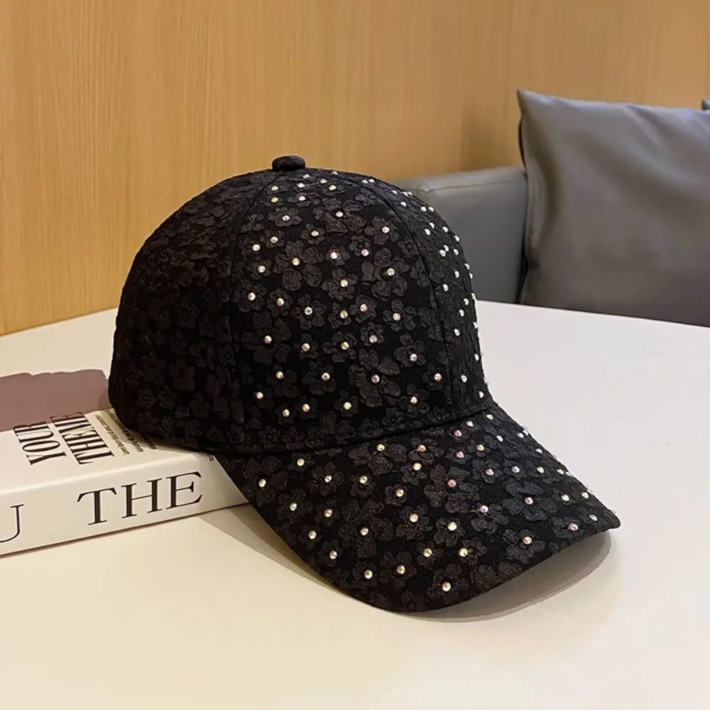 New Rhinestone Baseball Cap Trendy Anti-Sun Designer Sun Hat Adjustable Anti-uv Embroidery Hats