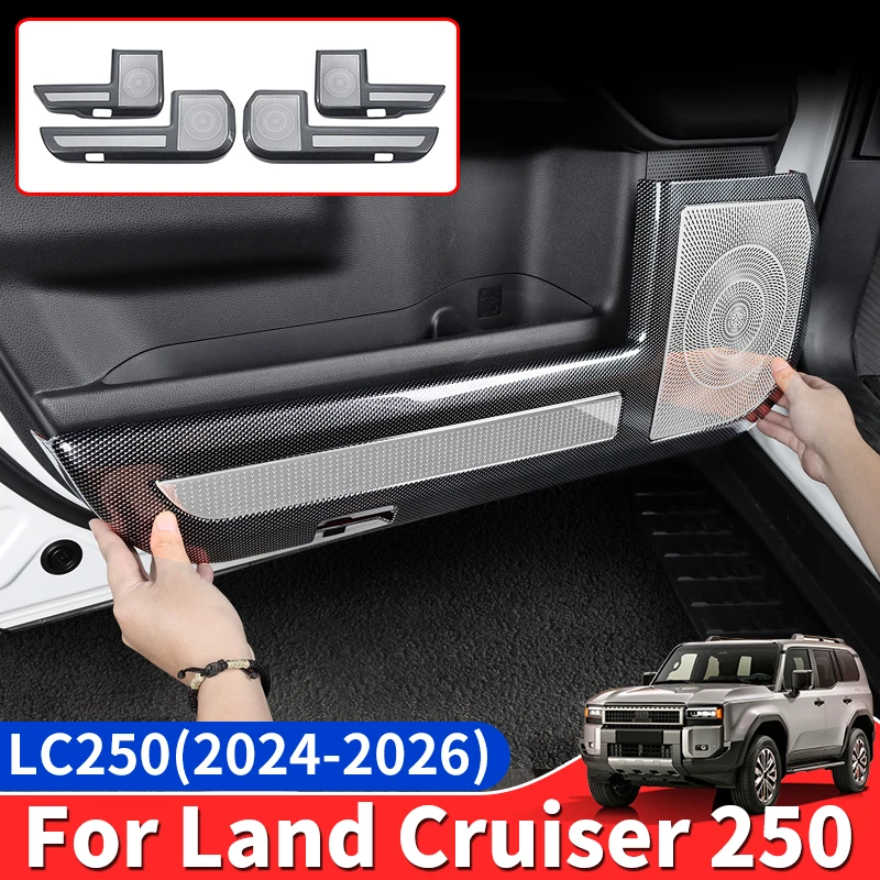 

For Land Cruiser Prado 250 2024 2025 Carbon Fiber Style Door Kick Protection Panel Anti-Scratch Car Accessories Interior Styling