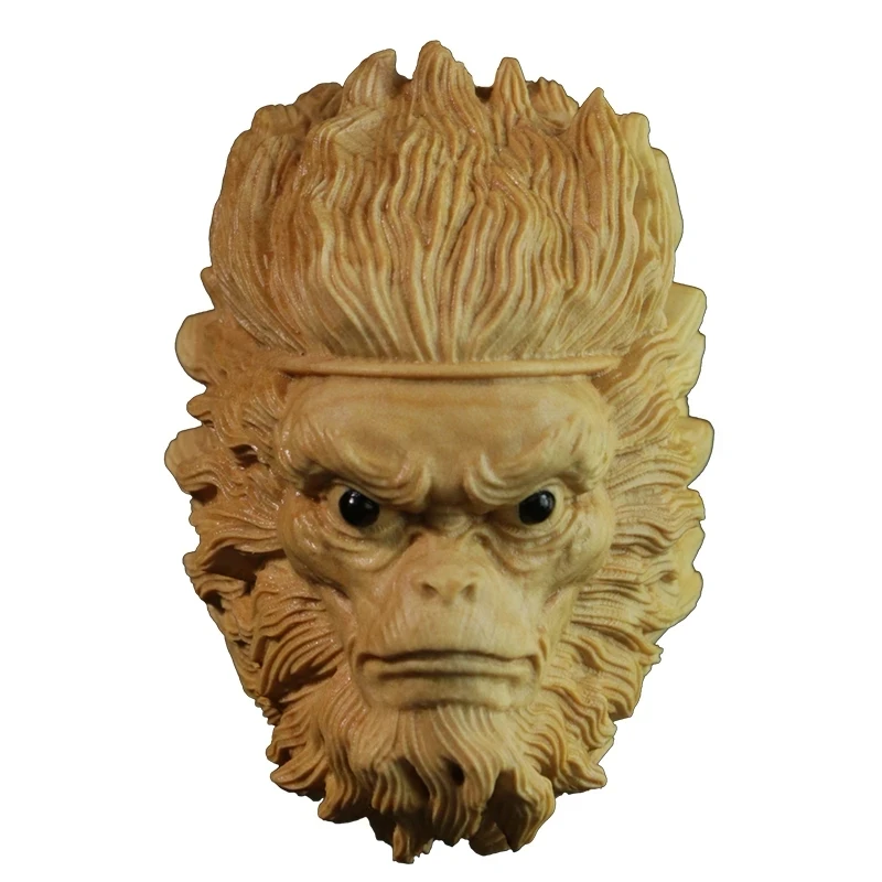 

6cm Sun Wukong Statue Boxwood Feng Shui Solid Wood Pendant Car Craft Figure Monkey King