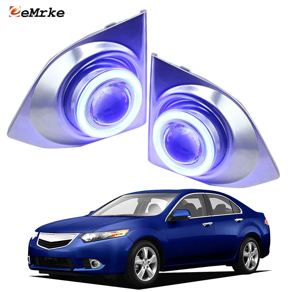 eeMrke Led Angel Eyes DRL for Acura TSX 2011 2012 2013 Accord VIII Euro. Fog Lights H11 Halogen Bulbs Daytime Running Lights Kit