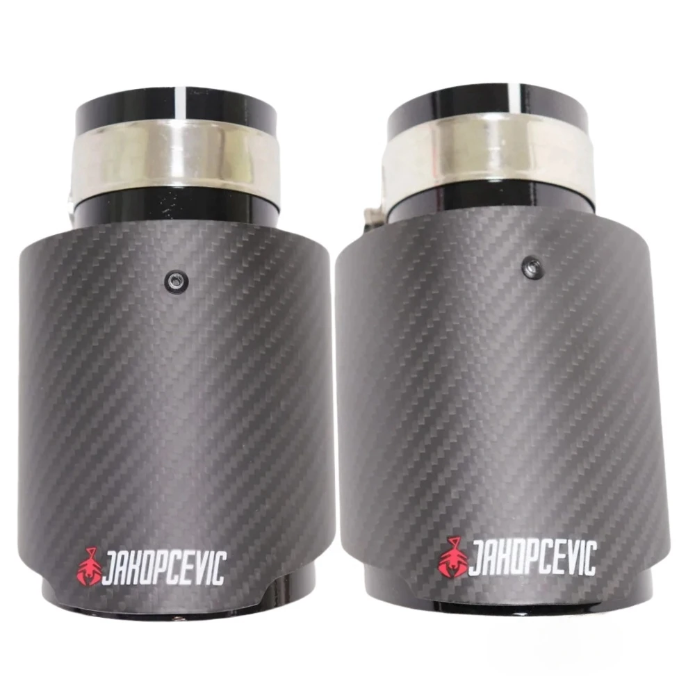 1X coche mate fibra de carbono sistema de escape silenciador punta de tubo recto Universal negro silenciadores de acero inoxidable decoraciones