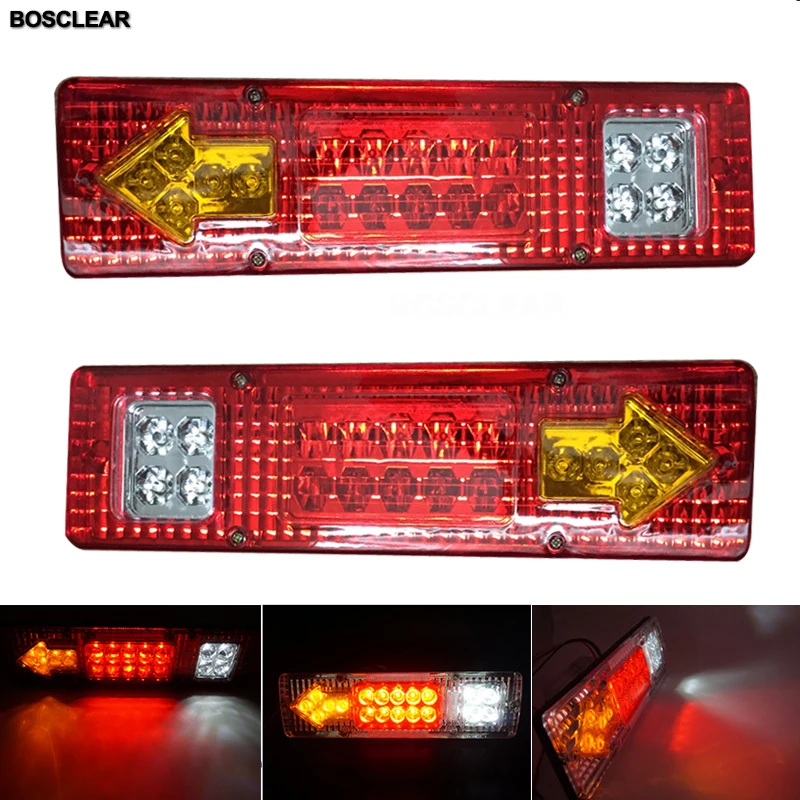 2 PCS Left And Right Trailer 19 LED Truck Reversing Lights Led Tail Lights Warning Brake Lamp For Trailer UTE caravans Truck Car