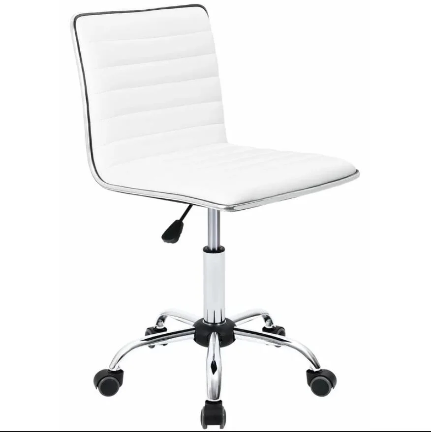 Faux Leather Task Office Chair for Shiny chrome metal border and base