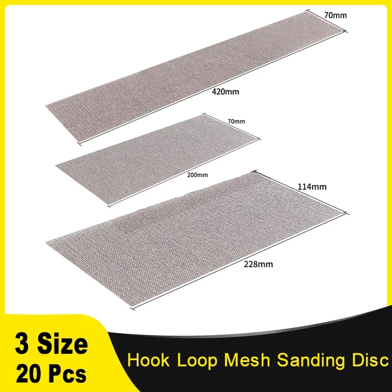 

20 Шт. Сетка с крючками и петлями, Шлифовальный диск, Зернистость в ассортименте, Сетка 80-320 #, Листы шлифовального сита для авто, дерева, гипсокартона, металла