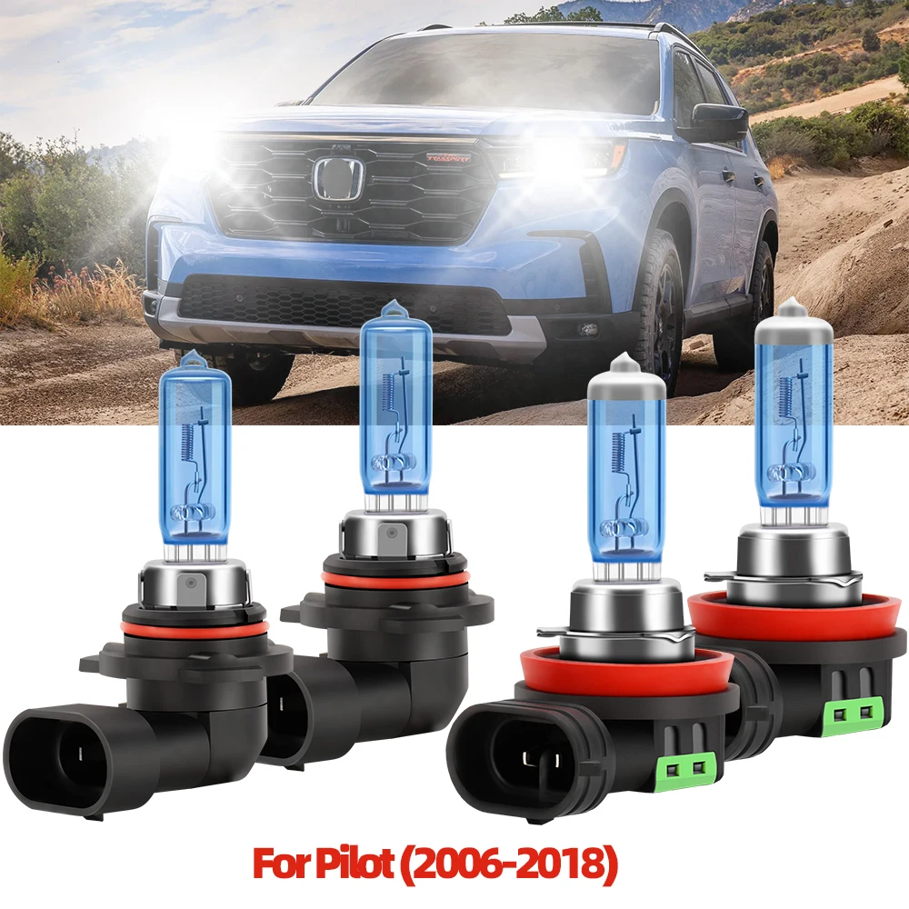 

Для Honda Pilot 2006 2007-2018 Combo 4 шт., ультра яркие галогенные лампы дальнего ближнего света, 6000 К, холодный белый автомобильный фонарь 12 В