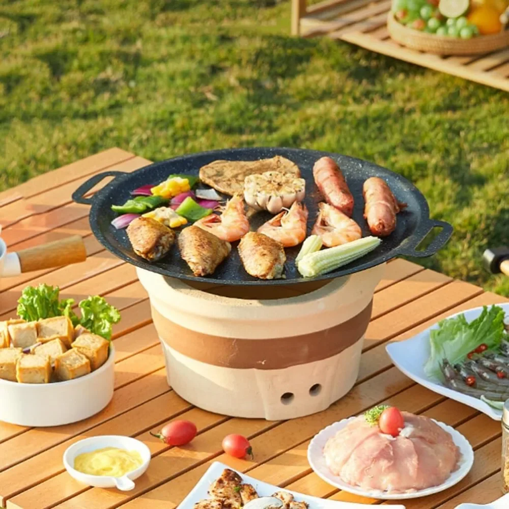 Loyang Pemanggang Anti Lengket Oval Tebal Besar Wajan Pemanggang Steak Baja Karbon Multifungsi Mudah Dibersihkan Bbq Korea