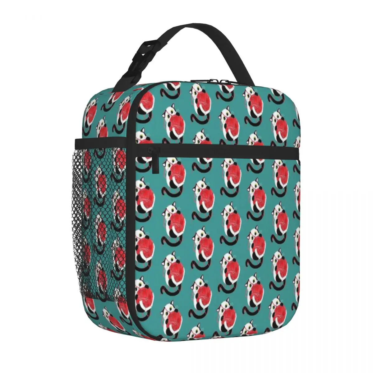 Hot Sale The Cat And The Ball Of Yarn Nylon Texture Thermal Tote Business Travel Meal Neoprene Lunch Bag