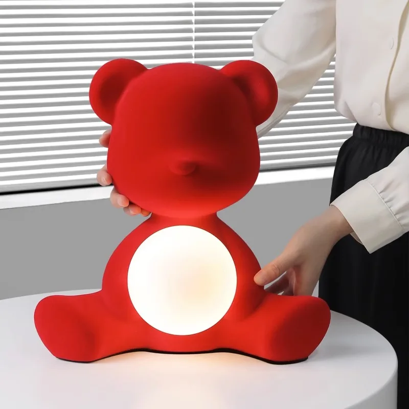 

AiPaiTe Modern Cartoon Bear Table Lamp Suitable for Bedroom, Study, Multi color Optional Plush/Resin Table Lamp