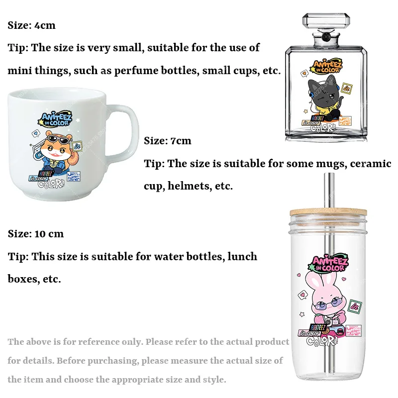 Cartoon Cute Transfer Sticker Anime ATEEZS Crystal Self-adhesive Label Decal Kpop Style Pattern DIY Water Bottle Decor Stickers view 6