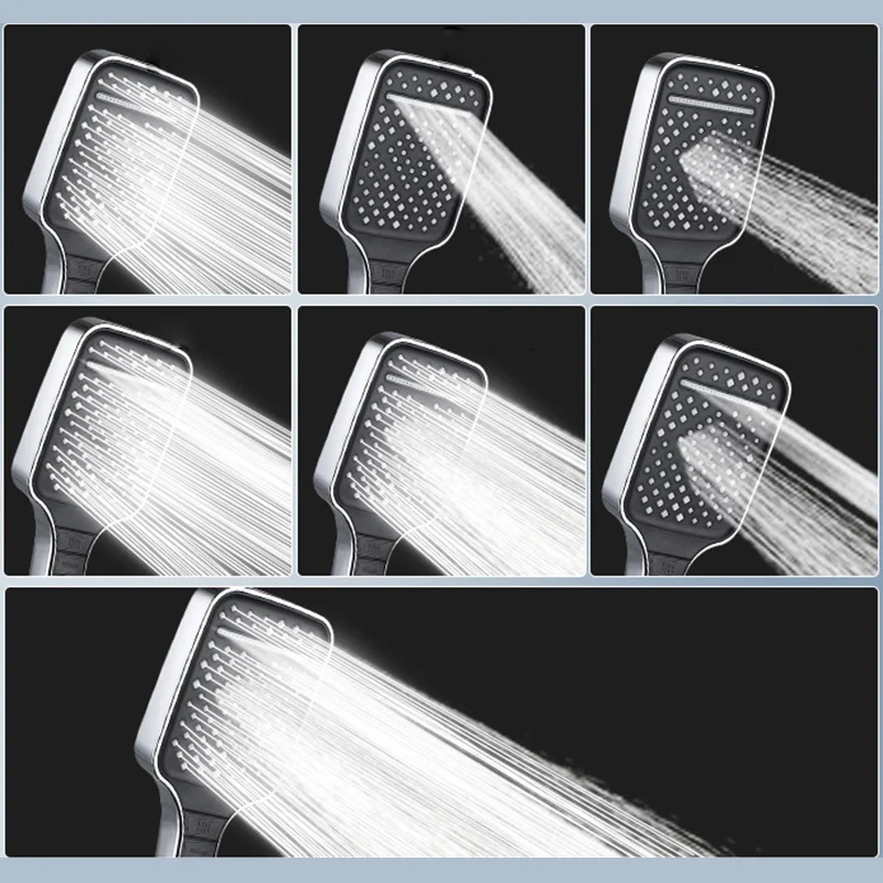 7 Modes Large Panel Shower Head Adjustable One Button Stop Bathroom High Pressure Water Saving Shower Set Bathroom Accessories view 3
